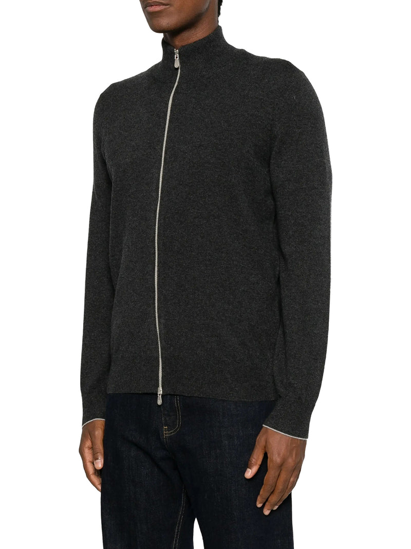 CARDIGAN CON ZIP IN CASHMERE