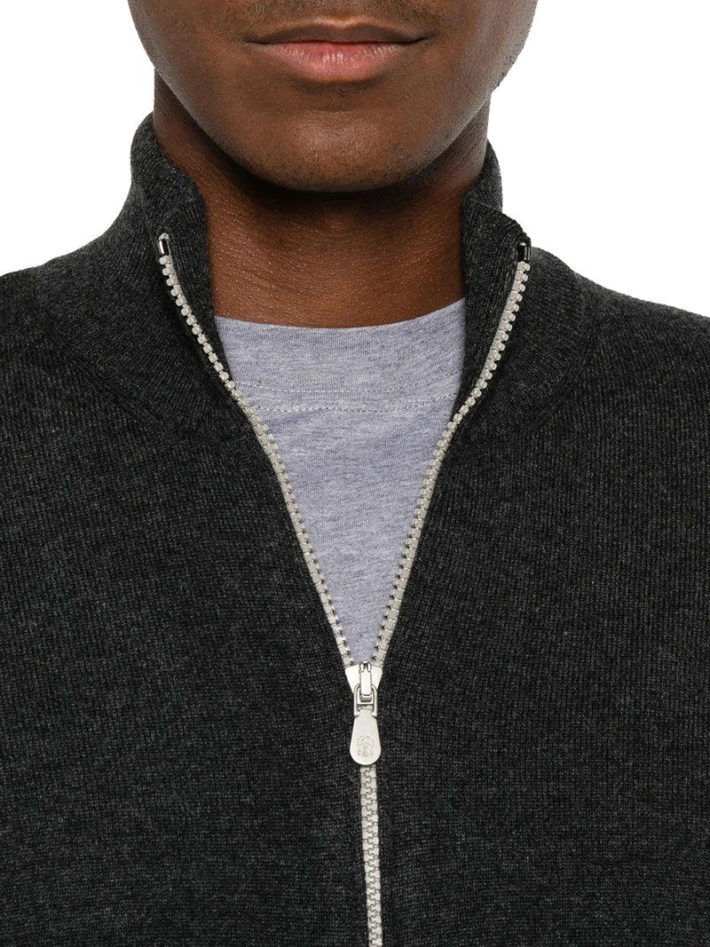 CARDIGAN CON ZIP IN CASHMERE