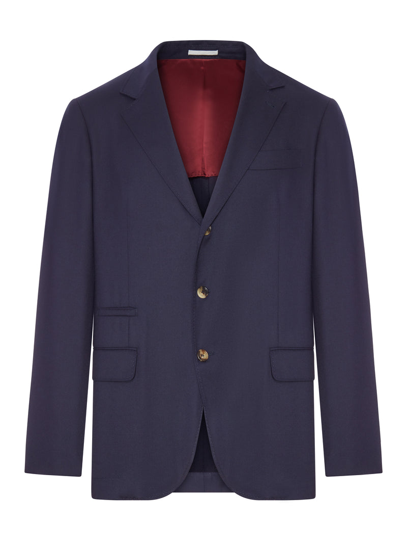 BLAZER IN CASHMERE BLU CON FODERA A CONTRASTO