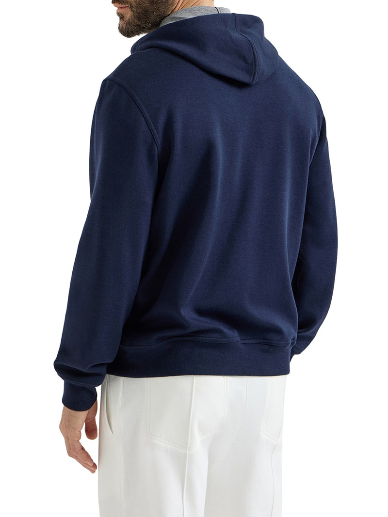 TOPWEAR IN FELPA DOUBLE DI COTONE, CASHMERE E SETA CON ZIP E CAPPUCCIO