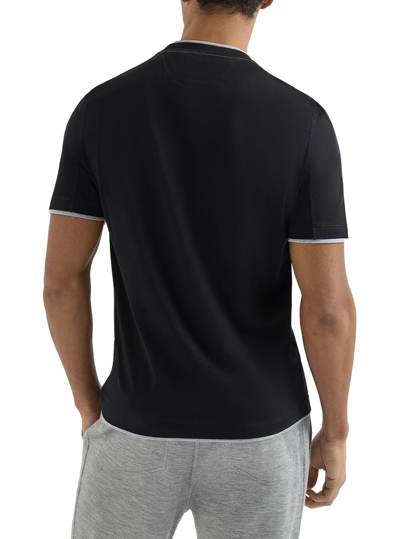 T-SHIRT IN COTONE CON LOGO FRONTALE E RIFINITURE A CONTRASTO