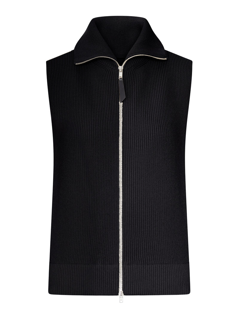 GILET CON ZIP IN MAGLIA A COSTE