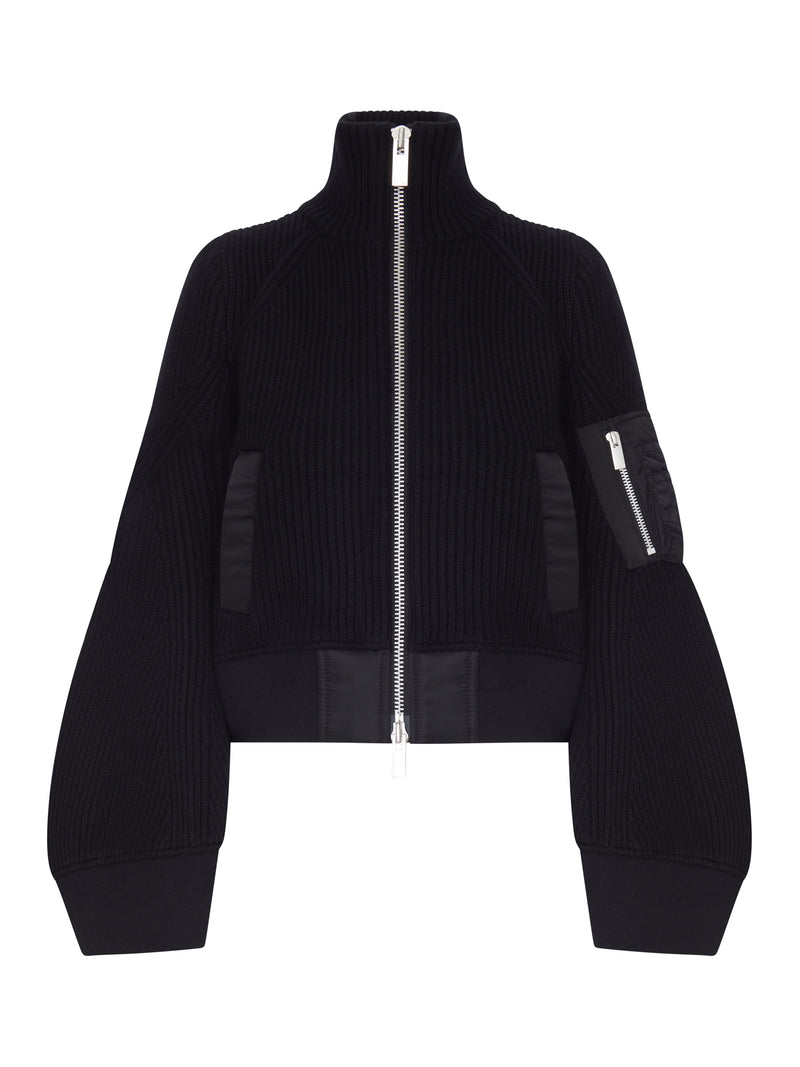 BLOUSON IN MAGLIA A COSTE CON INSERTI IN NYLON