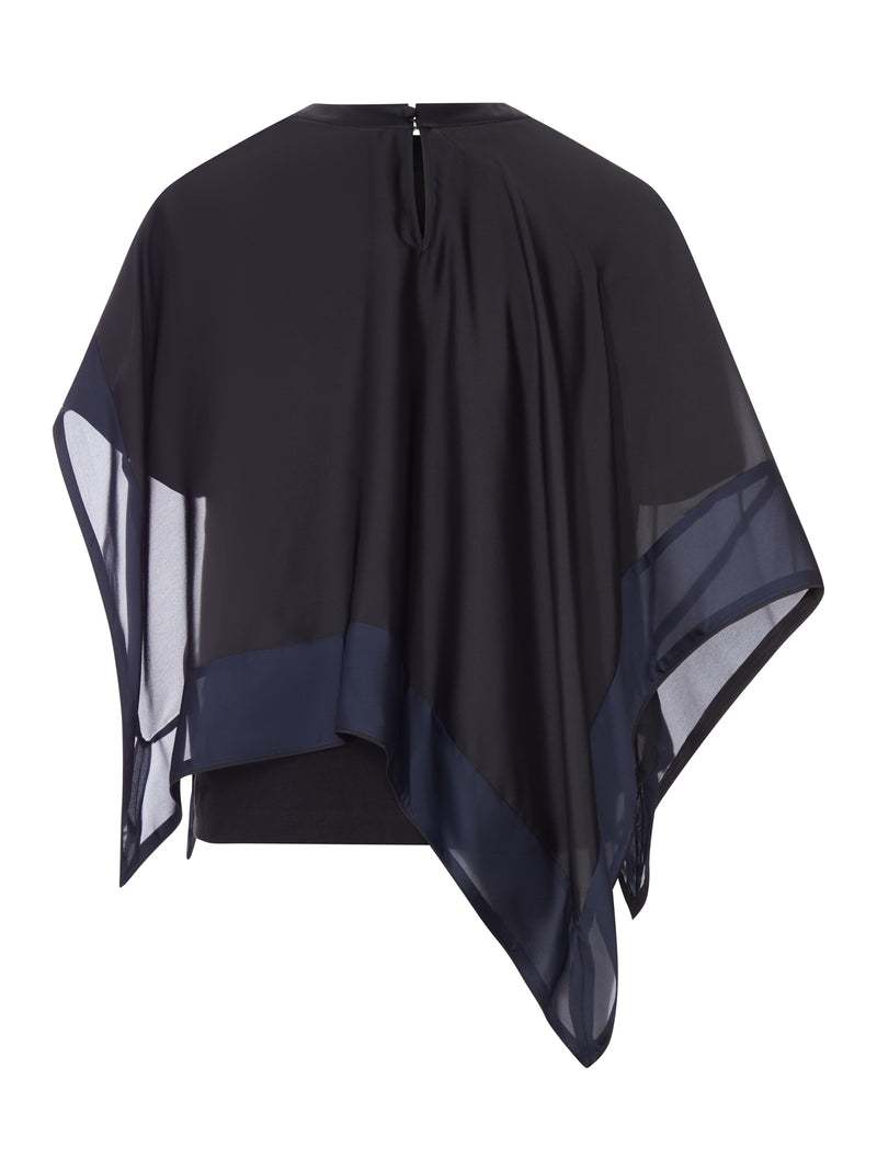 T-SHIRT IN COTONE CON MANTELLA IN CHIFFON