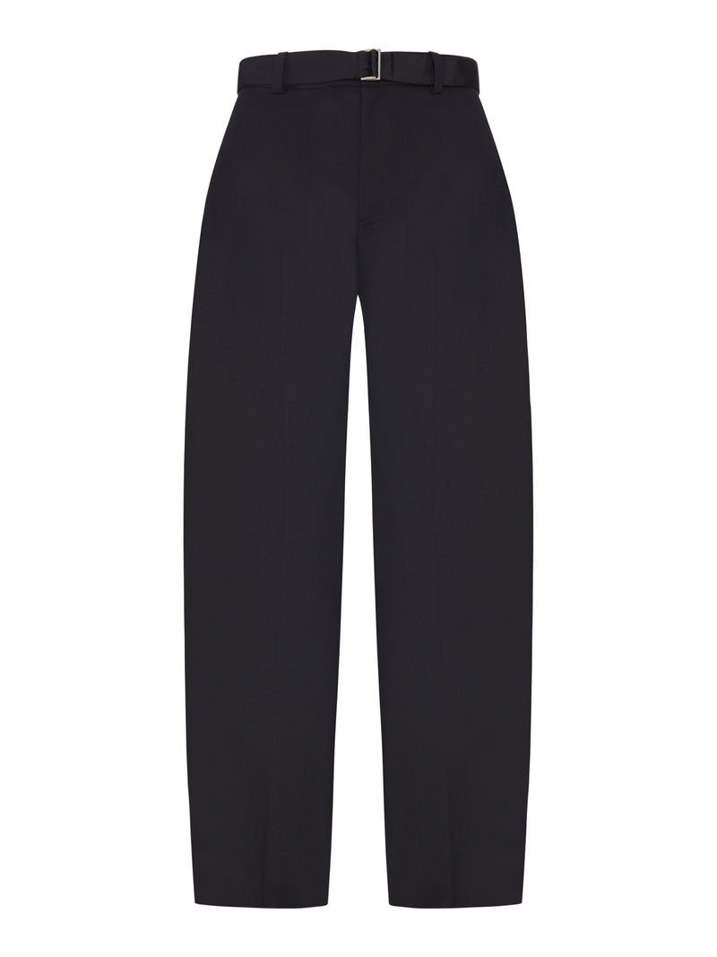 PANTALONI WIDE LEG IN MISTO LANA CON CINTURA