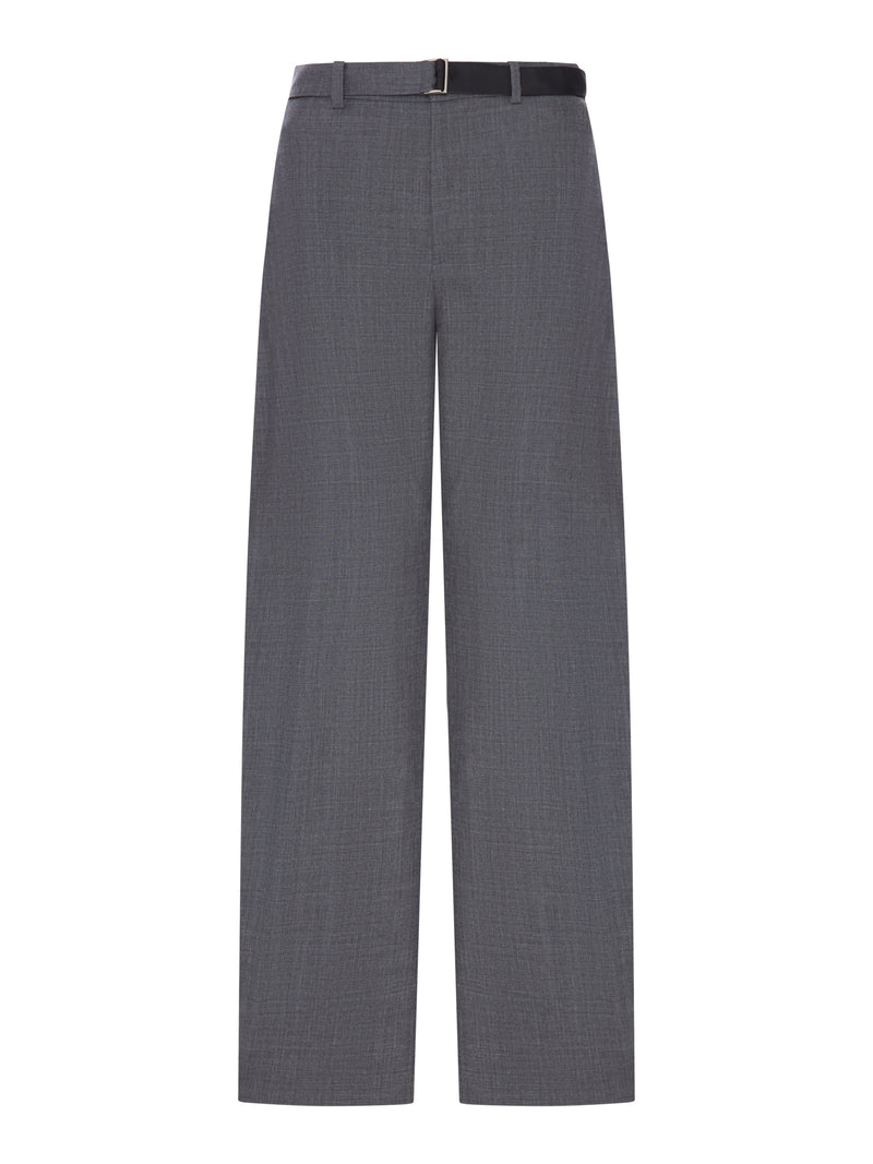 PANTALONI WIDE LEG IN MISTO LANA CON CINTURA