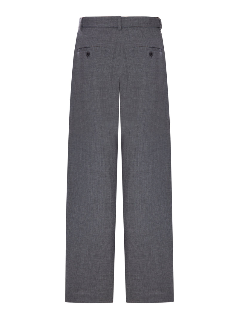 PANTALONI WIDE LEG IN MISTO LANA CON CINTURA