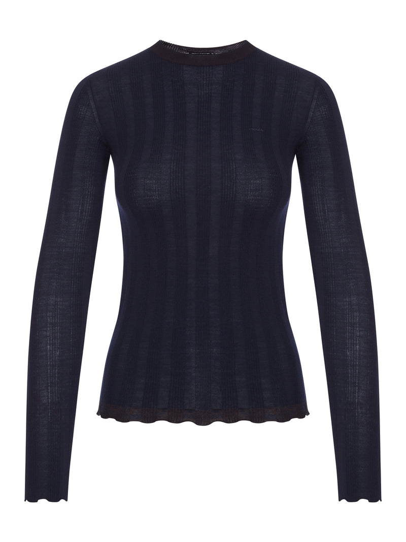 TOP IN MAGLIA A COSTE CON LOGO