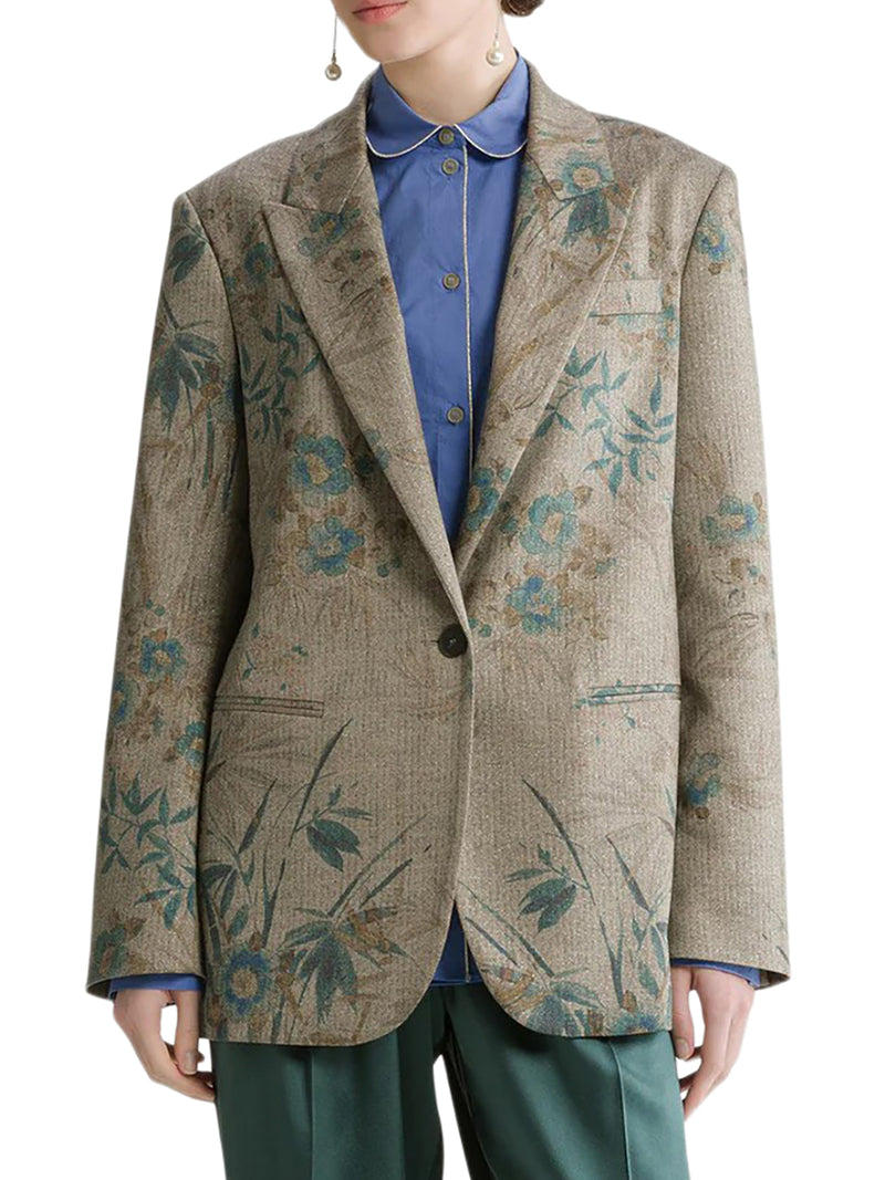 BLAZER MONOPETTO CON STAMPA FLOREALE