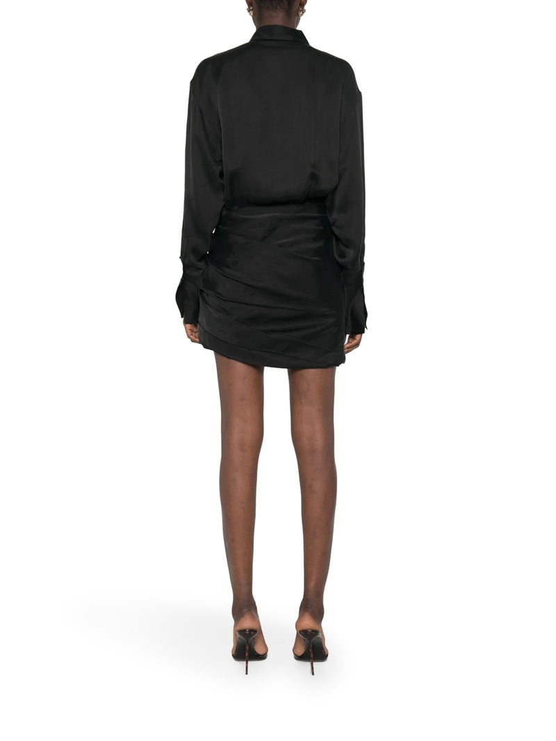 MINI ABITO CAMICIA IN SATIN CON GONNA DRAPPEGGIATA