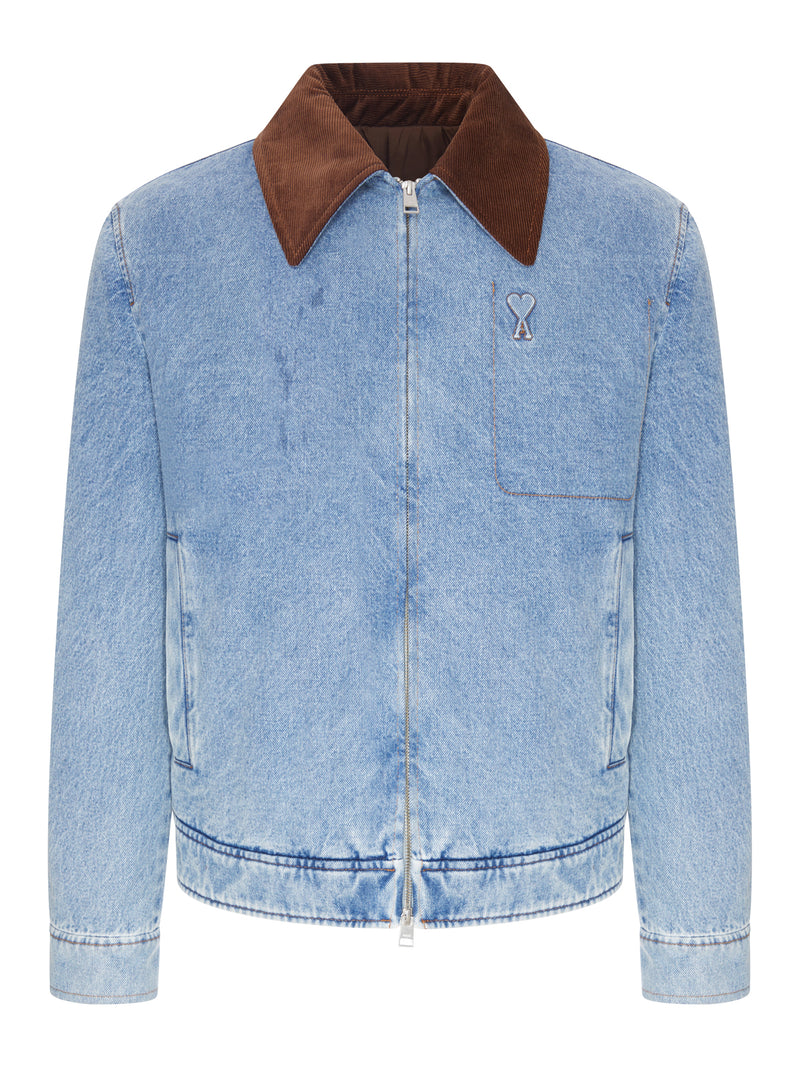 GIACCA IN DENIM AMI DE COEUR CON COLLETTO A CONTRASTO