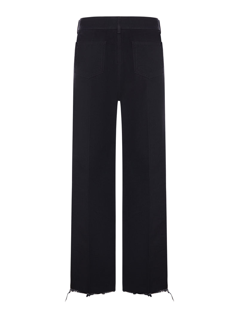 JEANS WIDE LEG IN DENIM CERAT CON ORLO SFILACCIATO