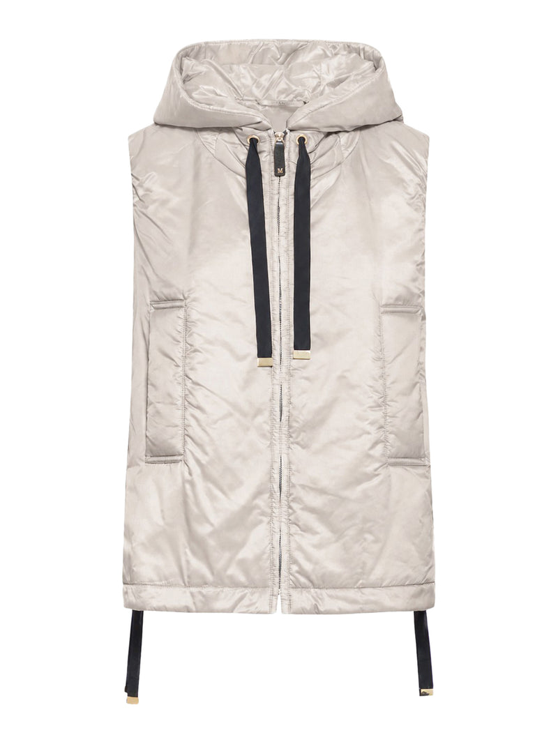 GILET IMBOTTITO CON CAPPUCCIO IN TELA ANTIGOCCIA