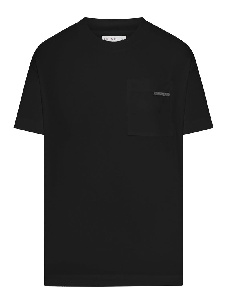 T-SHIRT GIROCOLLO IN COTONE CON APPLICAZIONE MONILE
