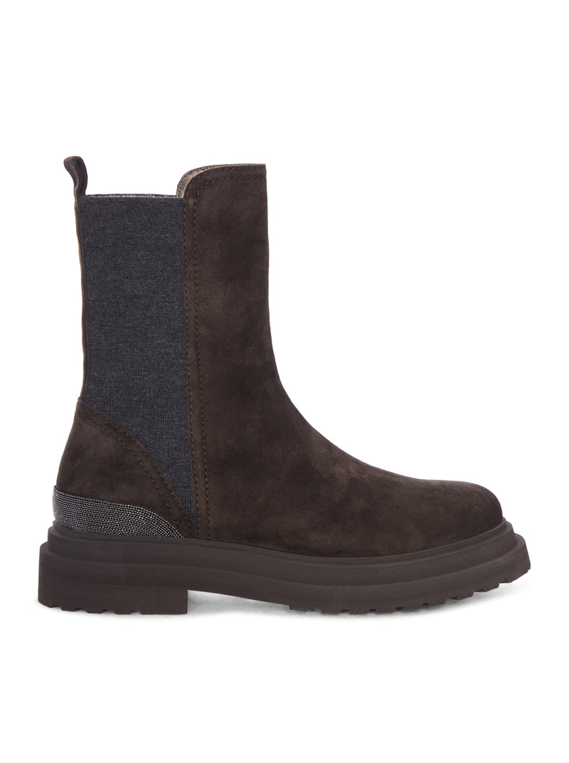 STIVALETTO CHELSEA IN CAMOSCIO CON SUOLA CARRARMATO