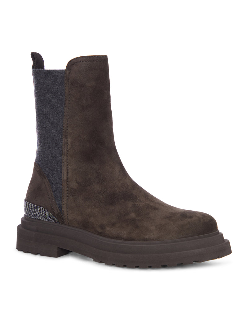 STIVALETTO CHELSEA IN CAMOSCIO CON SUOLA CARRARMATO