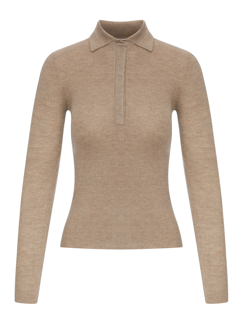 POLO IN MAGLIA BEIGE A COSTE