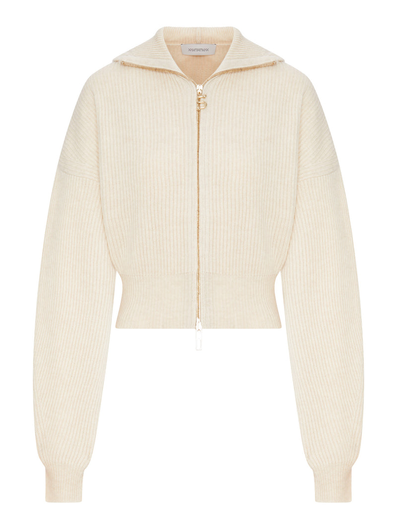 CARDIGAN IN LANA A COSTE CON COLLETTO AMPIO