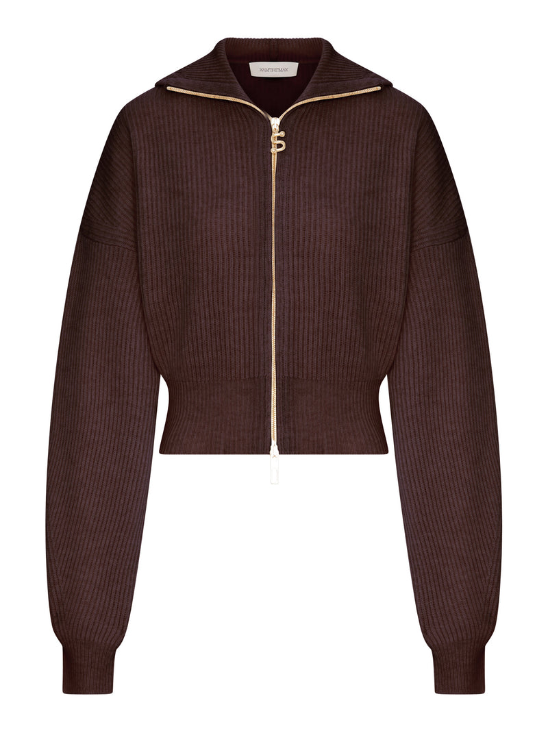CARDIGAN IN LANA A COSTE CON COLLETTO AMPIO