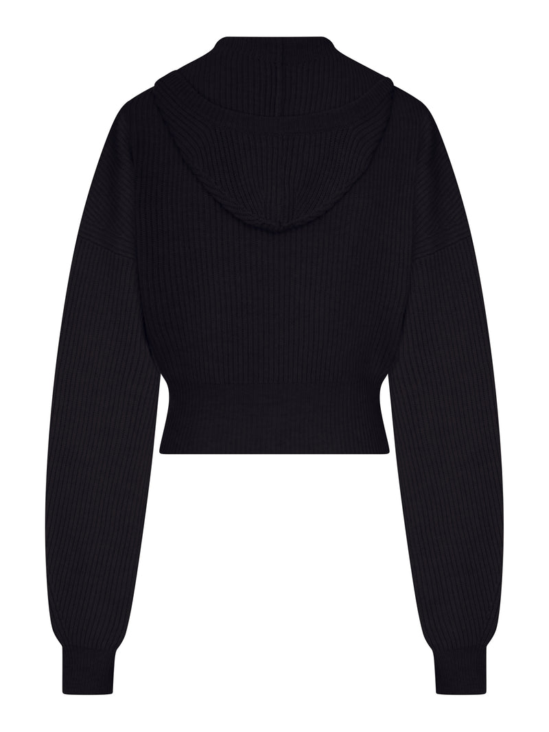 CARDIGAN IN LANA A COSTE CON COLLETTO AMPIO