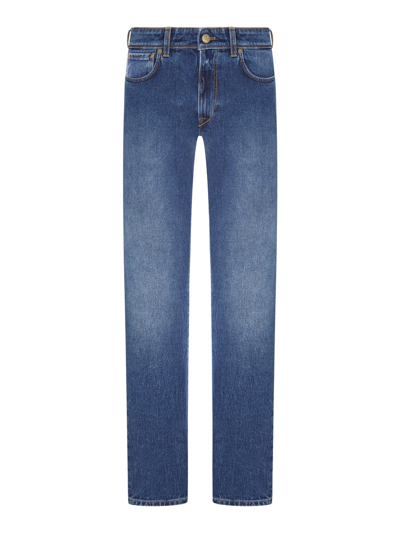 JEANS IN DENIM CON GAMBA DRITTA