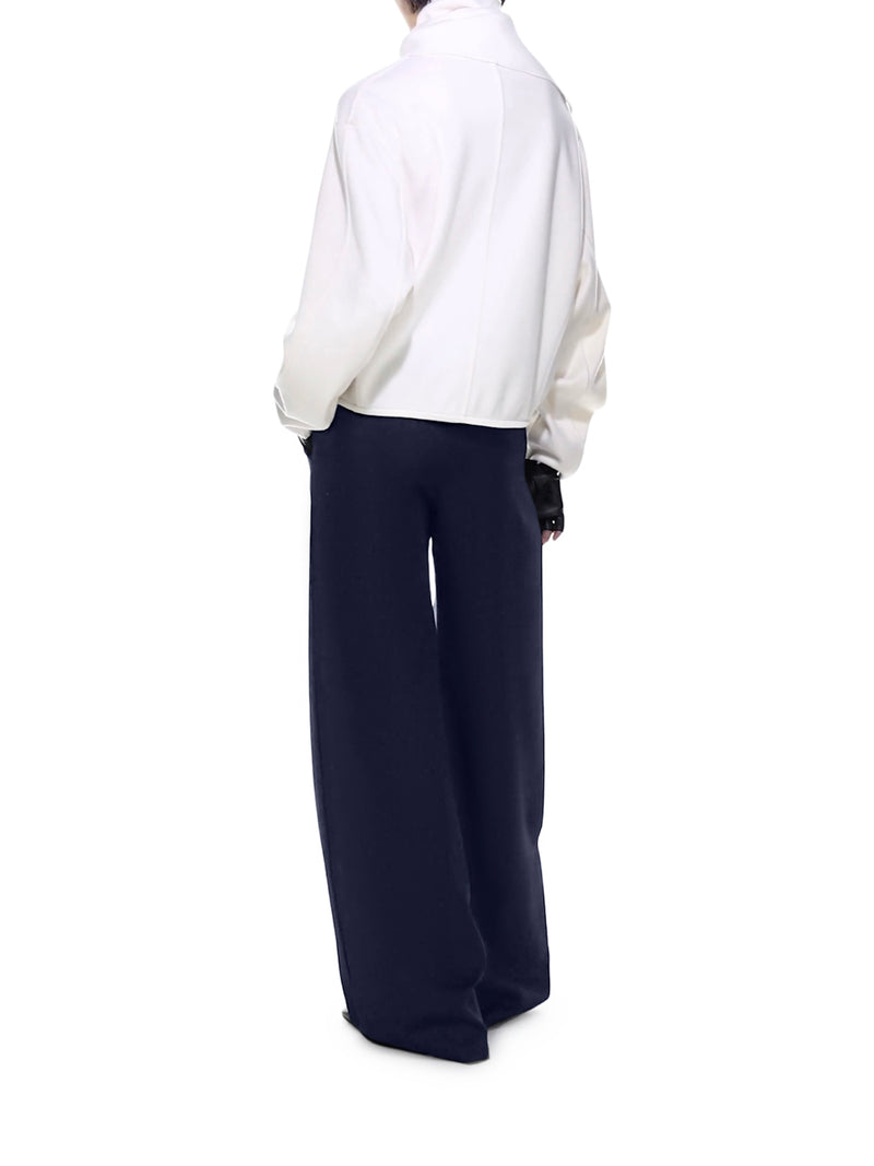 PANTALONI IN LANA TUXEDO SENZA PINCE A GAMBA LARGA