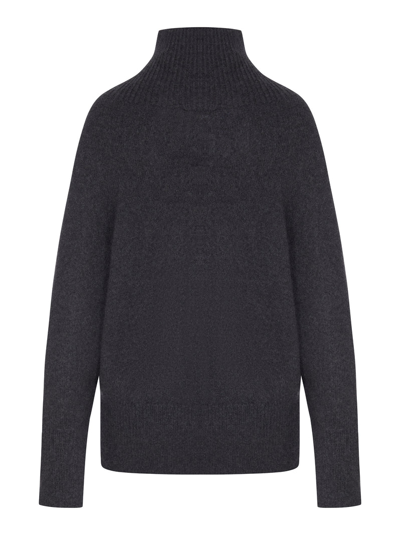 MAGLIA A COLLO ALTO IN CASHMERE RASATO