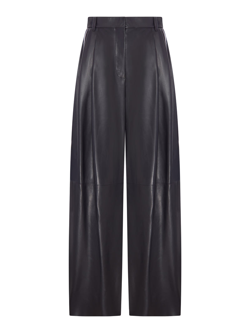PANTALONI AMPI IN NAPPA CON PINCE