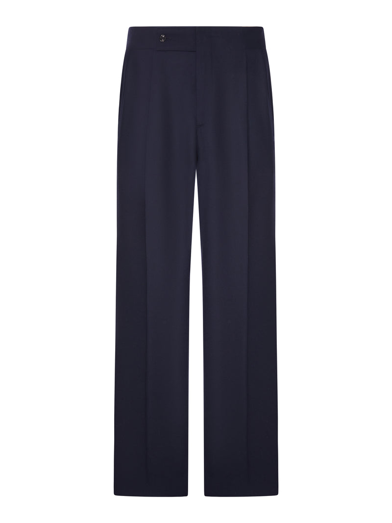 PANTALONI OVER IN LANA VERGINE FLUIDA CON PENCES