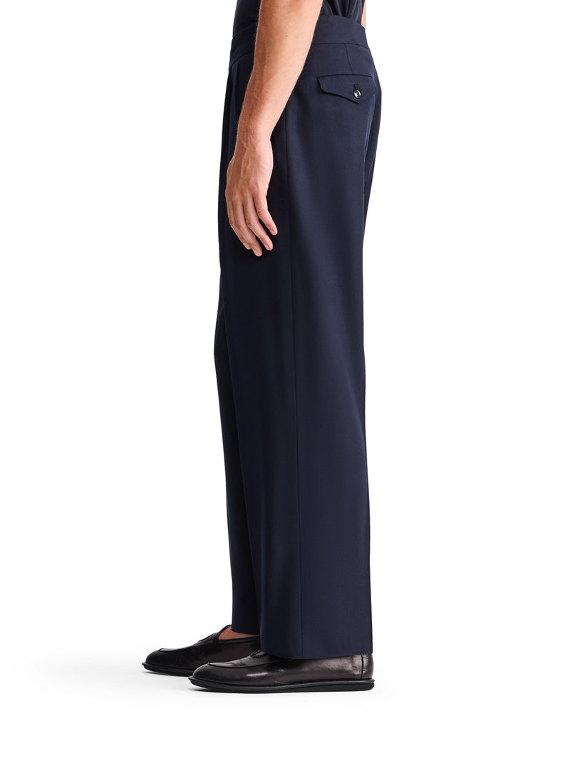 PANTALONI OVER IN LANA VERGINE FLUIDA CON PENCES