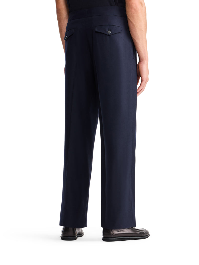 PANTALONI OVER IN LANA VERGINE FLUIDA CON PENCES