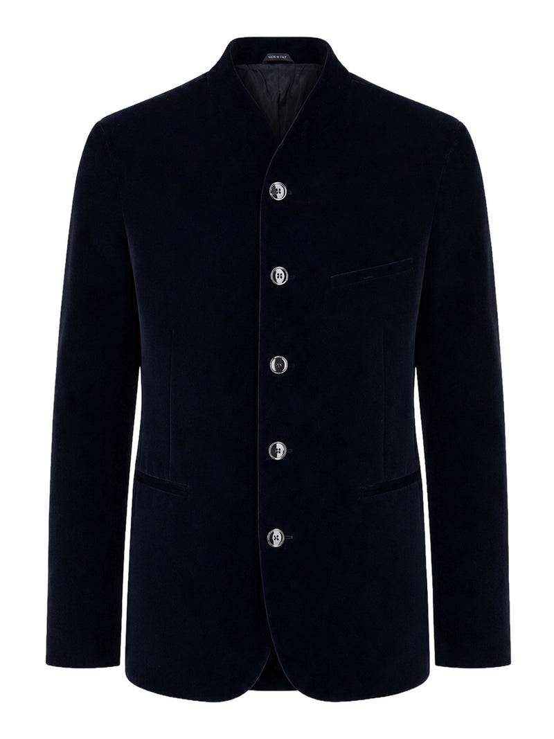 BLAZER IN VELLUTO LISCIO DI VISCOSA E CUPRO