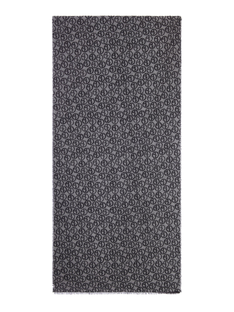 SCIARPA CON MOTIVO MONOGRAM ALL-OVER E BORDI FRANGIATI