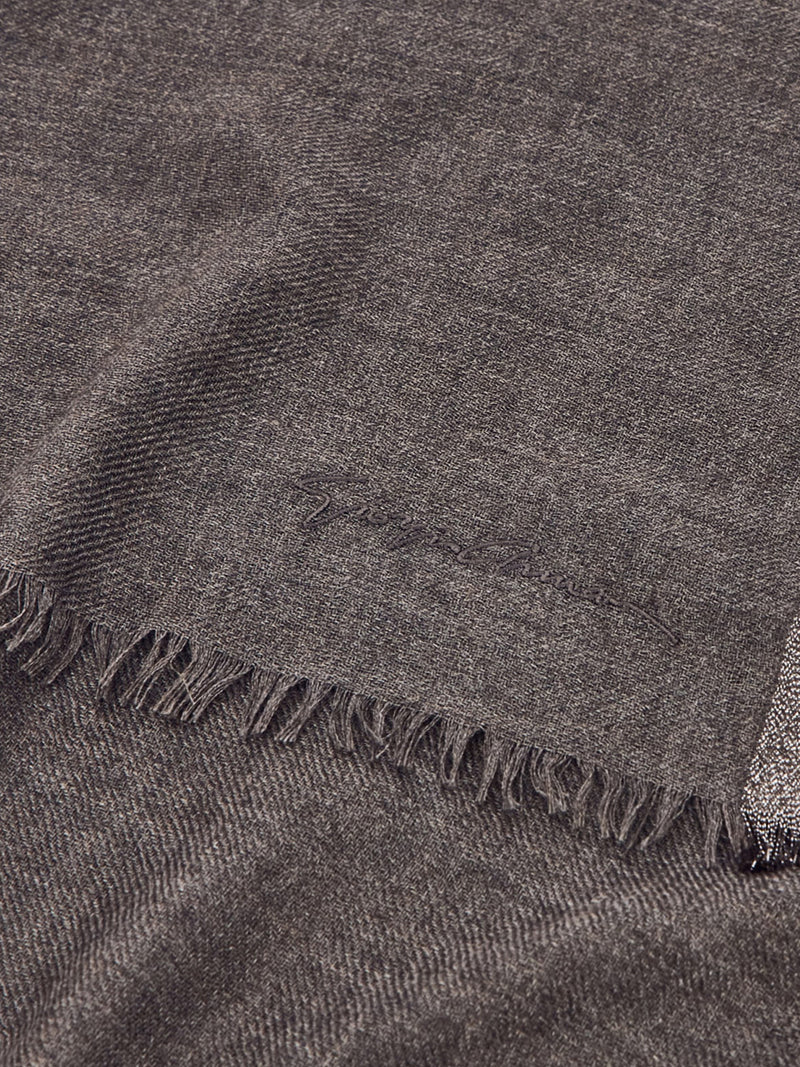 STOLA IN CASHMERE E SETA CON BORDO LUCIDO IN VISCOSA