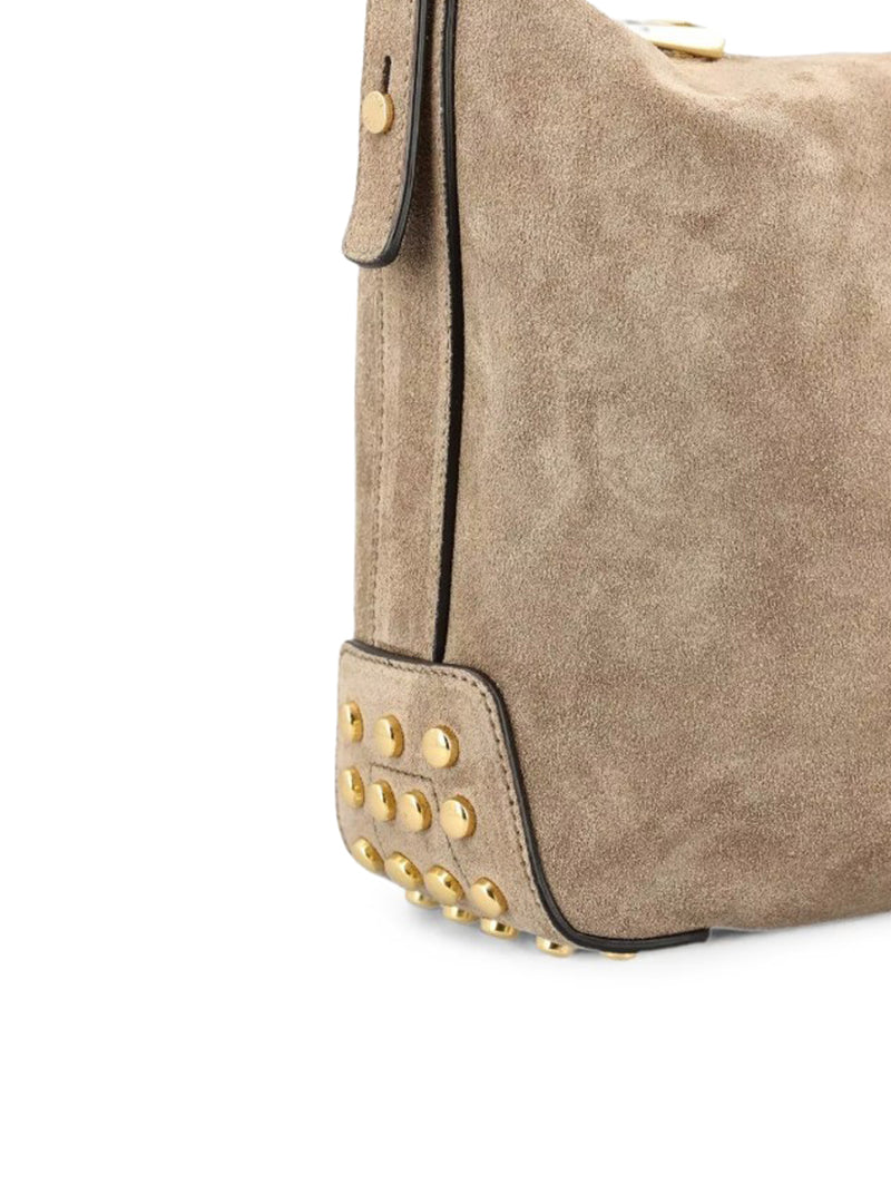 BORSA A SPALLA MINI IN PELLE SCAMOSCIATA METAL DOTS