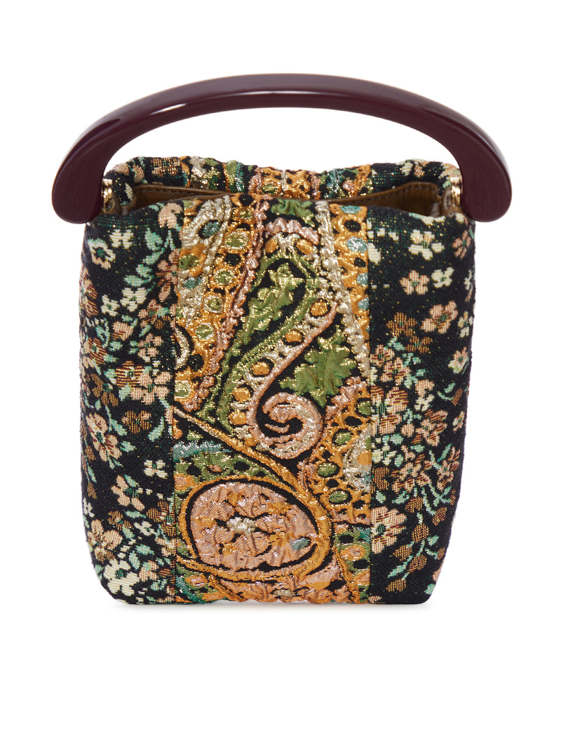 BORSA A SECCHIELLO IN TESSUTO JACQUARD CON MANICO RIGIDO