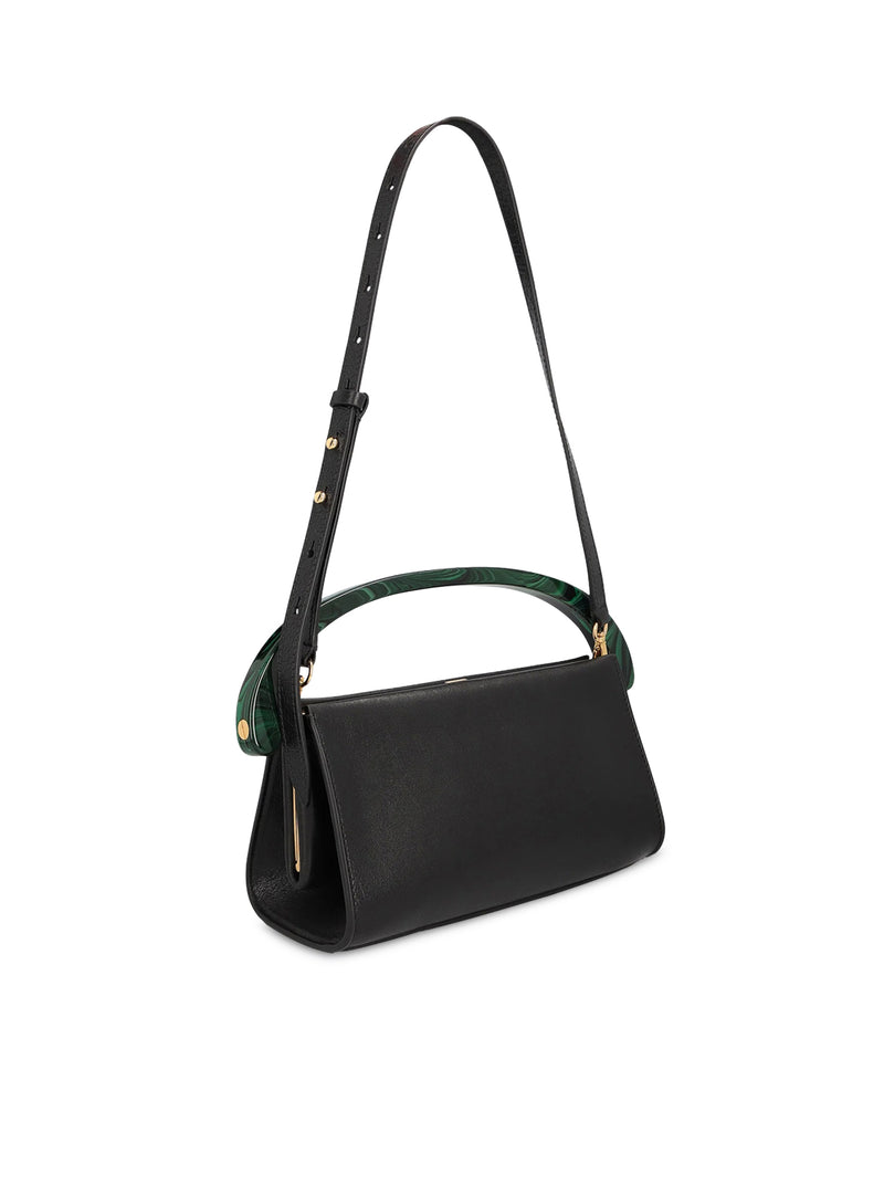 BORSA PICCOLA IN PELLE LISCIA CON MANICO IN RESINA