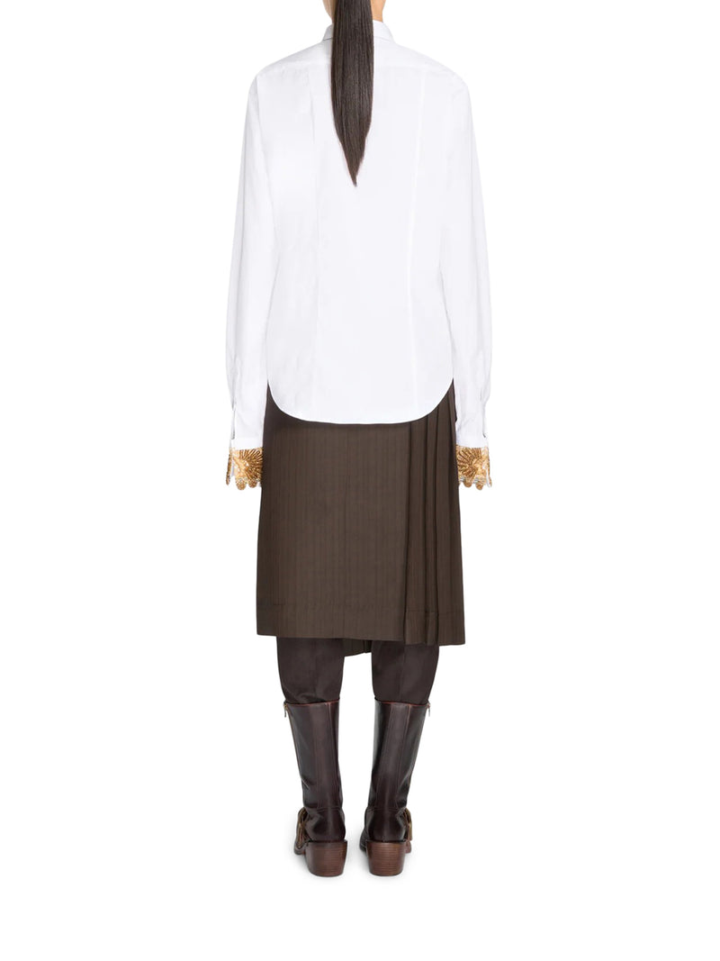 CAMICIA BIANCA CON POLSINI RICAMATI
