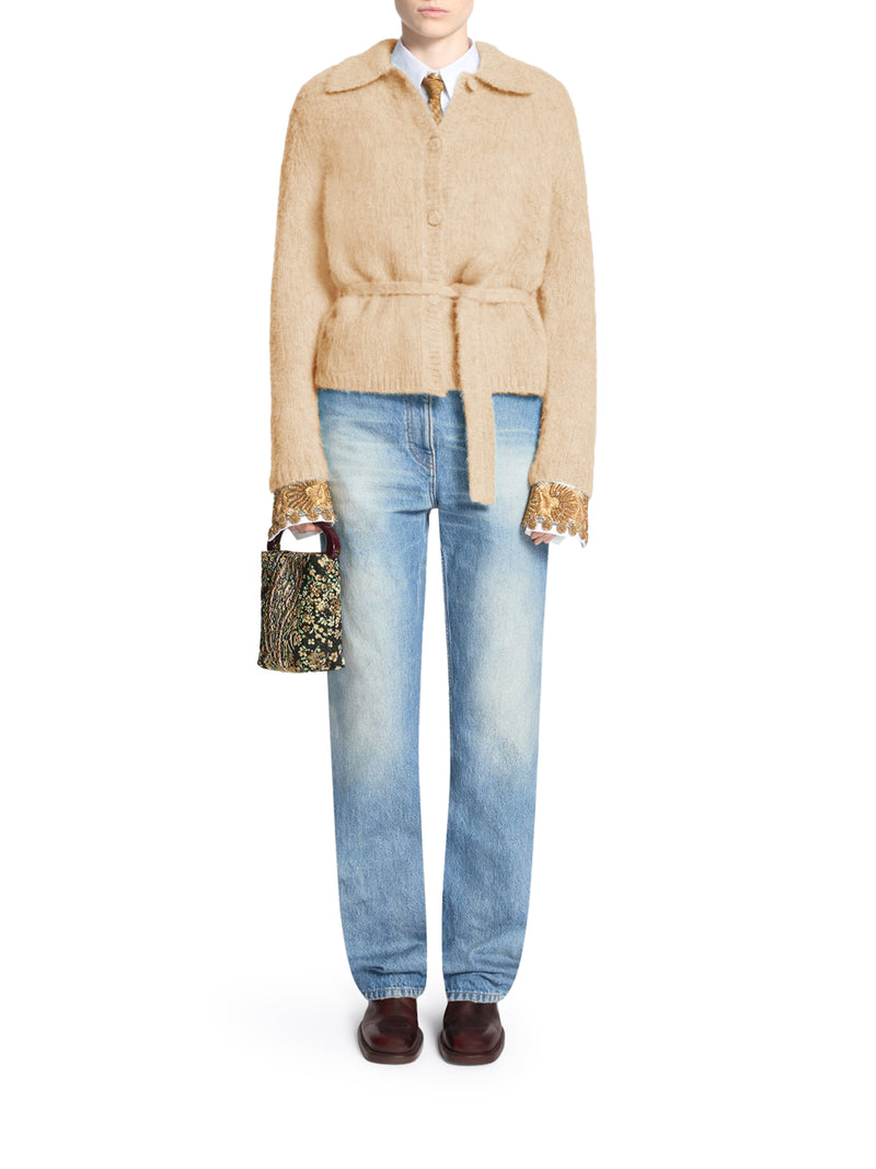 CARDIGAN IN MISTO LANA CON CINTURA