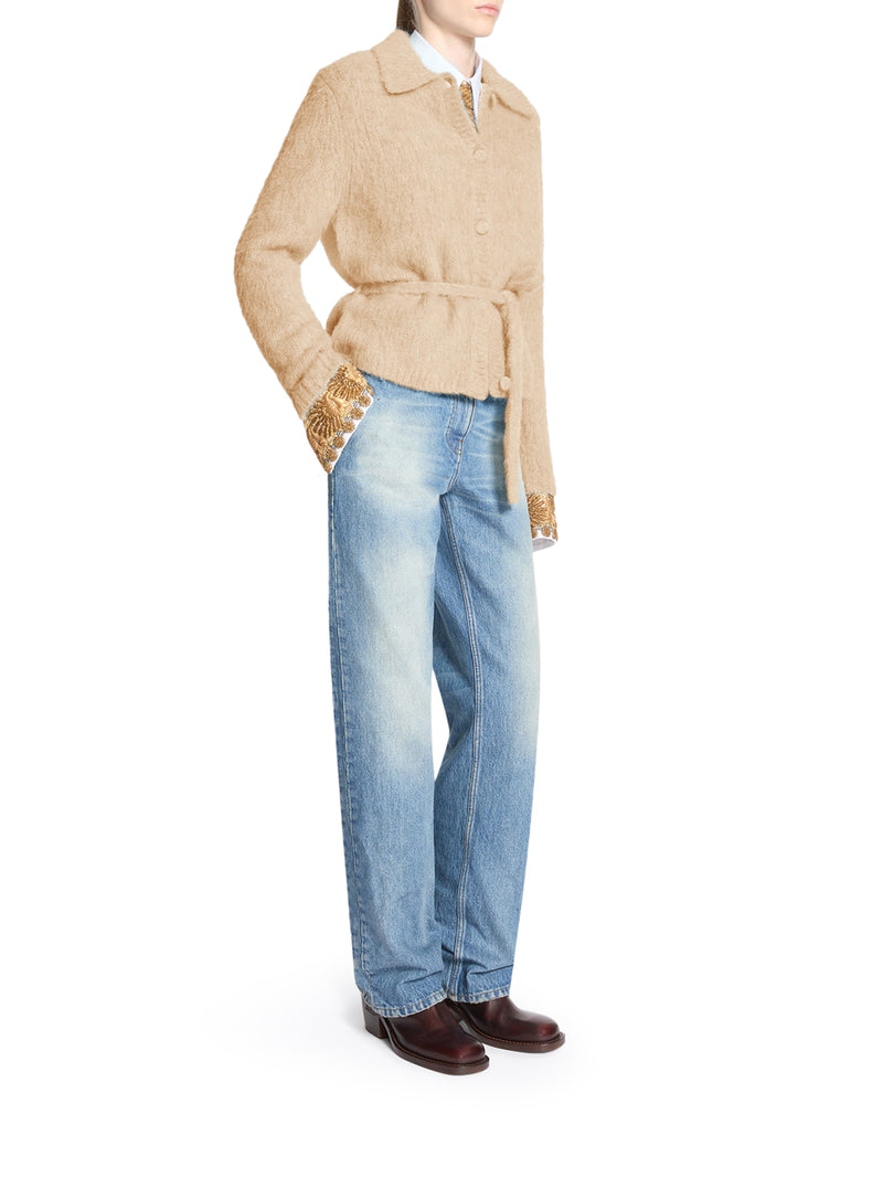 CARDIGAN IN MISTO LANA CON CINTURA