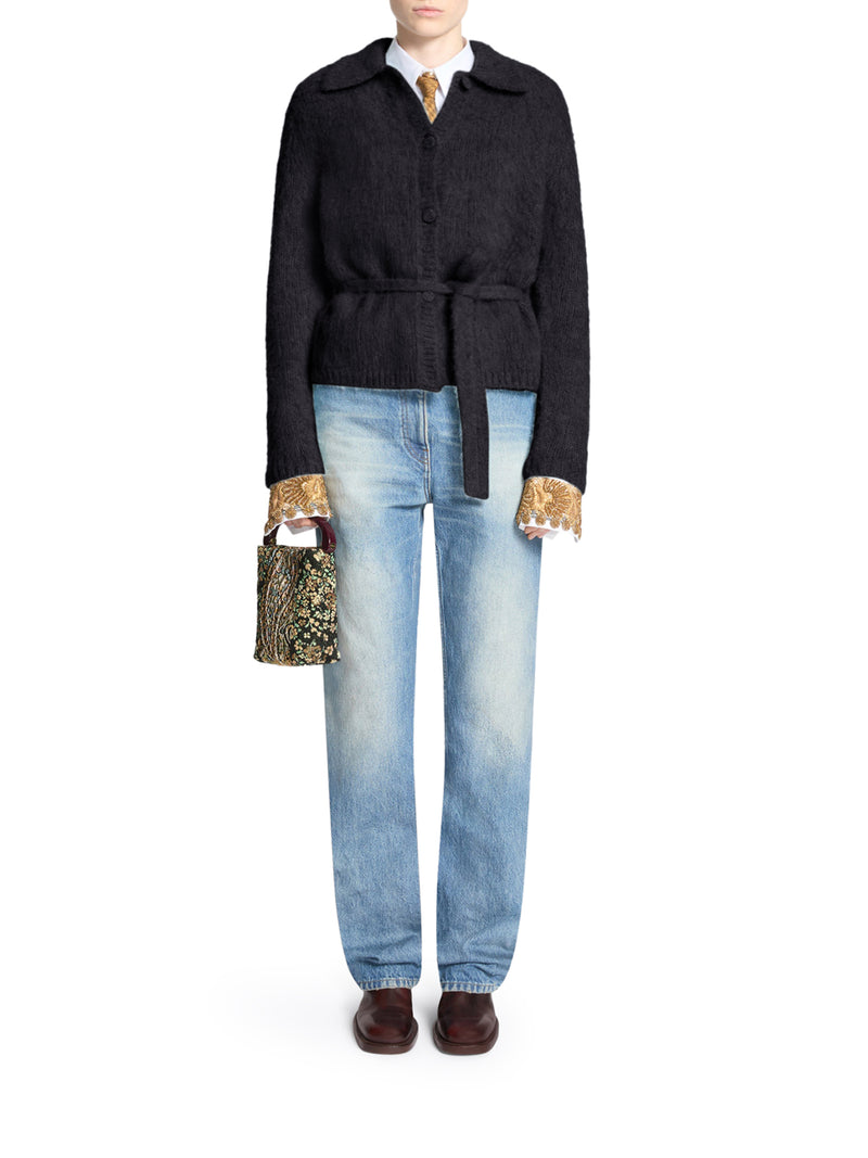 CARDIGAN IN MISTO LANA CON CINTURA