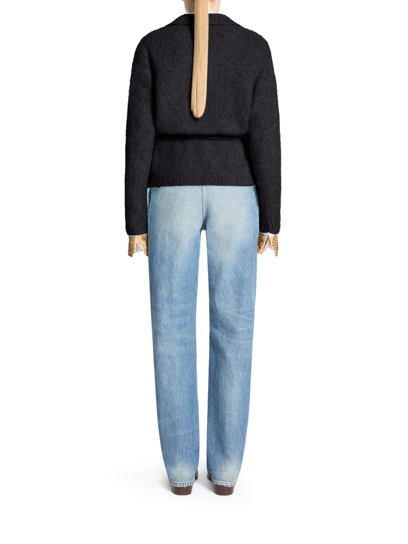 CARDIGAN IN MISTO LANA CON CINTURA