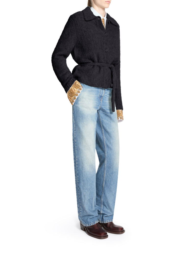 CARDIGAN IN MISTO LANA CON CINTURA