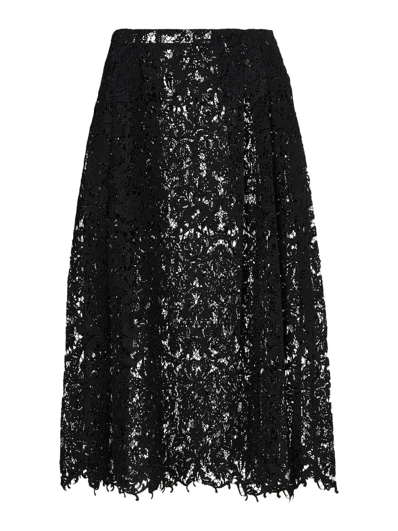 GONNA IN PIZZO MACRAMÈ NERO
