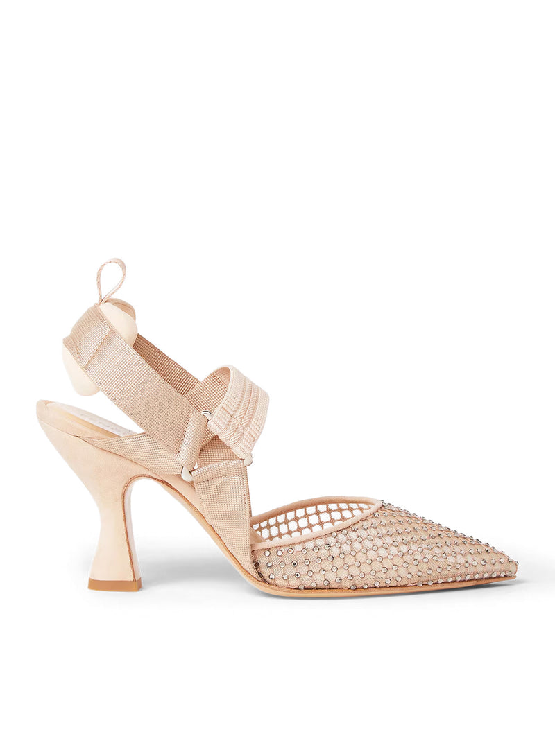 SLINGBACK COLIBRÌ CON TACCO ALTO IN MESH E CAMOSCIO ROSA