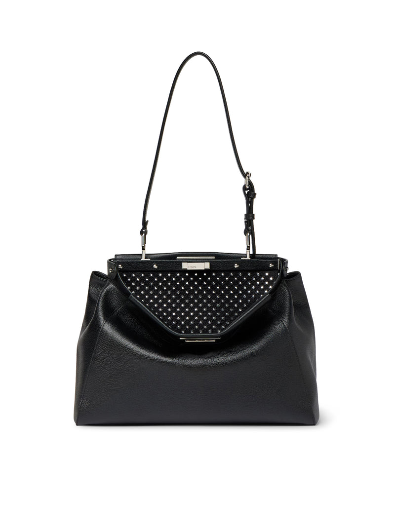 MY MEDIUM PEEKABOO® BORSA IN PELLE NERA CON SPECCHIETTI RICAMATI