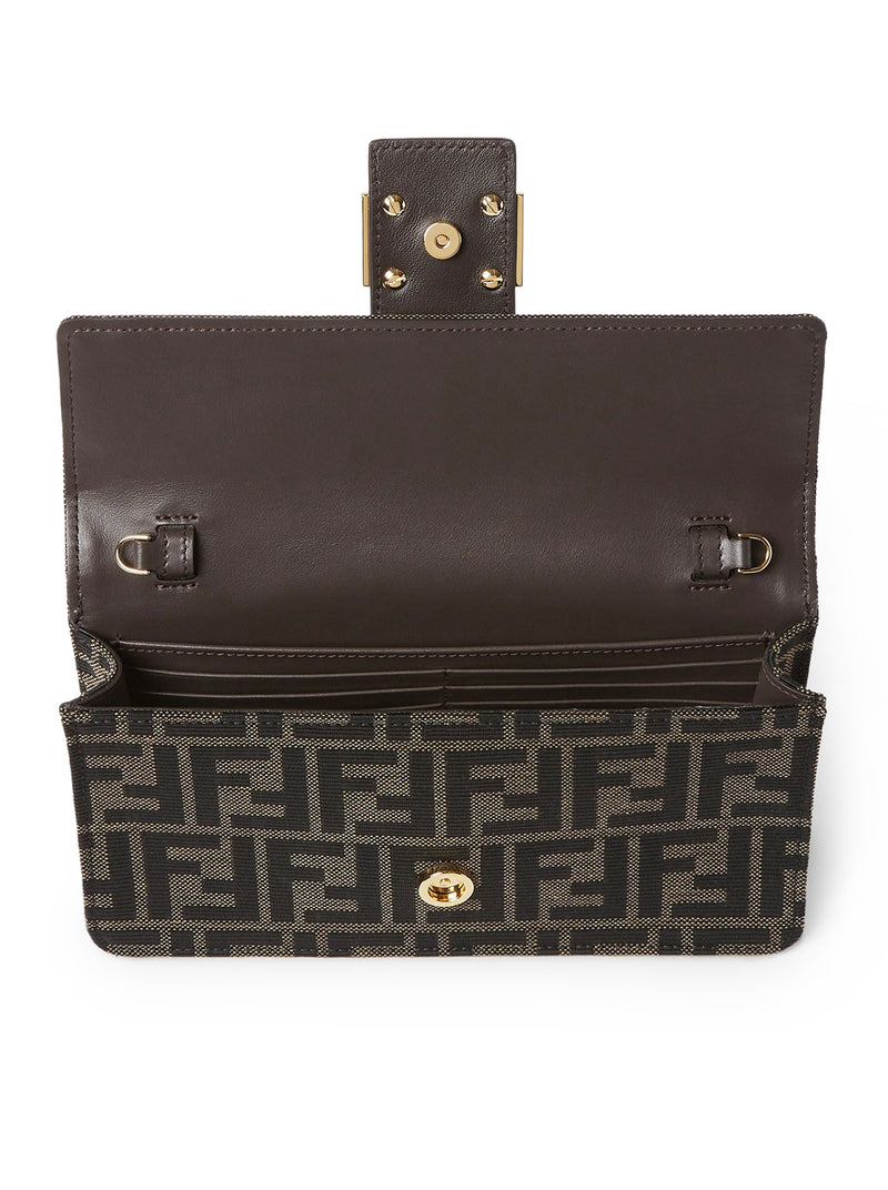 PORTAFOGLIO IN JACQUARD FF ZUCCA E PELLE MARRONE