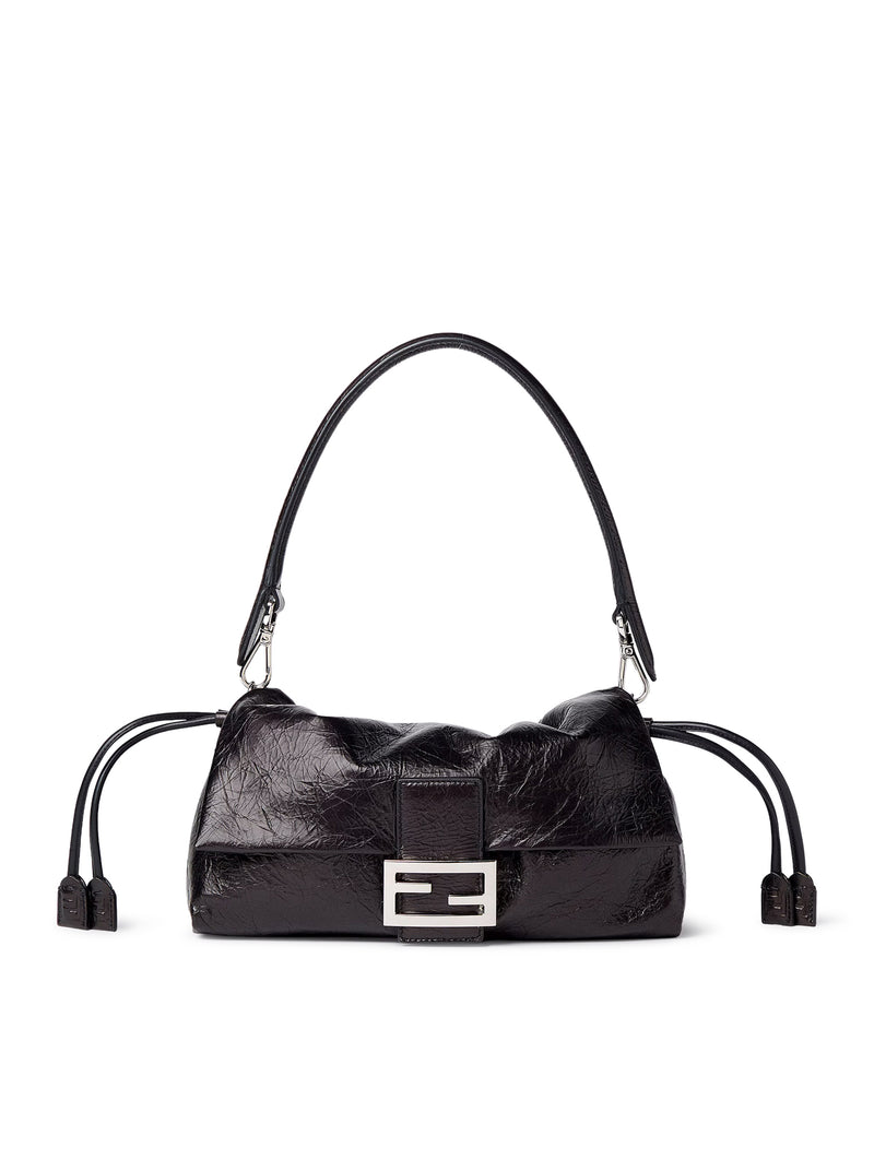 BORSA IN PELLE NERA CRACKLED BAGUETTE® SOFT MEDIUM