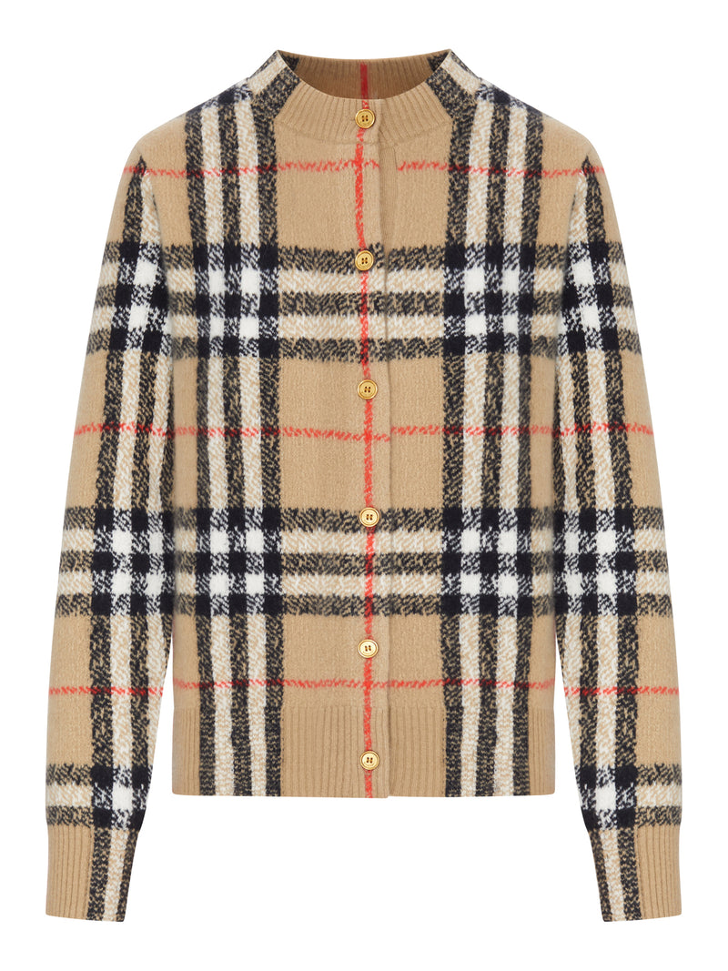 CARDIGAN IN MAGLIA CHECK CON BOTTONI