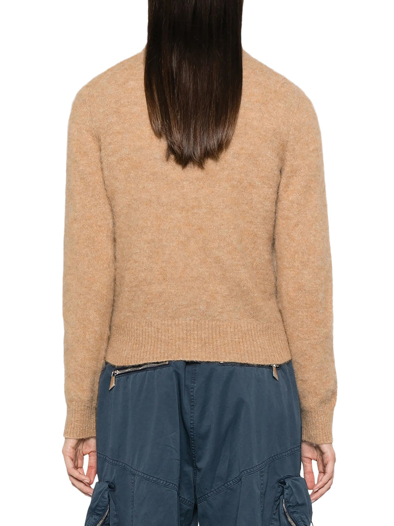 MAGLIONE GIROCOLLO IN MAGLIA CON INTARSIO GRAFICO FRONTALE